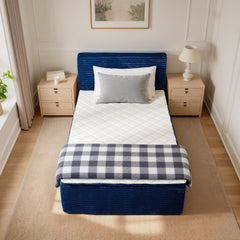 XIZZI Twin Size Cloud Bed Frame with Mattress, 2-in-1 Bed in a Box, Compressed Boneless Bed Frame with Headboard and Noise-Free Mattress for Small Spaces Guest Room,No Assembly Blue