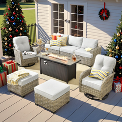 XIZZI Wicker Patio Furniture 9 Pieces Rattan Outdoor Conversation Set Gray
