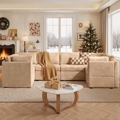 XIZZI 127.5" Modular Sectional Sofa,Oversized Cloud Couch with Deep Seat,Beige