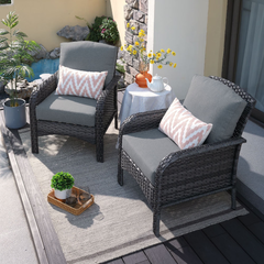 XIZZI 2 Pieces Wicker Outdoor Patio Furniture High Back Rattan Conversation Set Dark Gray