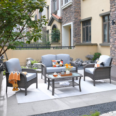 XIZZI 4 Pieces Wicker Patio Furniture All Weather Outdoor Conversation Set Gray