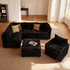 XIZZI 95" Modular Sectional Sofa,Oversized Cloud Couch with Deep Seat,Modern Sectional Couches 5 Seat,Black