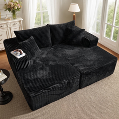 XIZZI Oversized Chaise Lounge Chiar Indoor Black