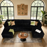 XIZZI 130.7" Modular Sectional Sofa,Oversized Cloud Couch with Deep Seat,U-Shaped Sectional Couches 4 Seat,Black