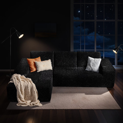 XIZZI Modular Sectional Sofa,Left Chaise, Black - Shimmer Fabric