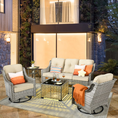 XIZZI Outdoor Furniture Patio Furniture Set 5 Piece Patio Conversation Set Beige