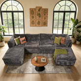 XIZZI 130.7" Modular Sectional Sofa,Oversized Cloud Couch with Deep Seat,U-Shaped Sectional Couches 4 Seat,Gray