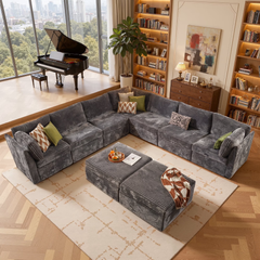 XIZZI 127.5" Modular Sectional Sofa,Oversized Cloud Couch with Deep Sea6 Seat,Beige