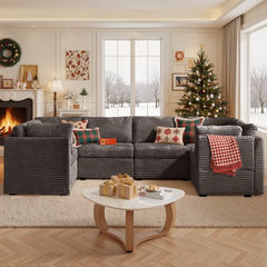 XIZZI 127.5" Modular Sectional Sofa,Oversized Cloud Couch,6 Seat,Gray