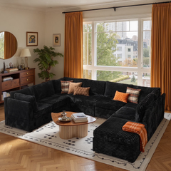 XIZZI 127.5" Modular Sectional Sofa,Oversized Cloud Couch with Deep Seat,U-Shaped Modern Sectional 6 Seat,Beige