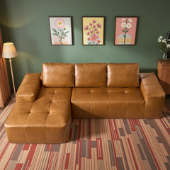 XIZZI Modular Sectional Sofa, Quick-Ship Sofa Left Chaise, Brown - Synthetic Leather