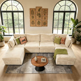 XIZZI 130.7" Modular Sectional Sofa,Oversized Cloud Couch with Deep Seat,U-Shaped Sectional Couches 4 Seat,Beige