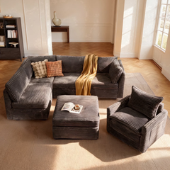 XIZZI 95" Modular Sectional Sofa,Oversized Cloud Couch with Deep Seat,Modern Sectional Couches 5 Seat,Gray