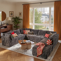 XIZZI 127.5" Modular Sectional Sofa,Oversized Cloud Couch with Deep Seat,U-Shaped Modern Sectional Couches 6 Seat,Beige