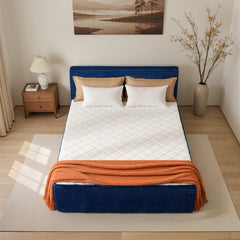 XIZZI Full Size Cloud Bed Frame with Mattress, 2-in-1 Bed in a Box, Compressed Boneless Bed Frame with Headboard and Noise-Free Mattress for Deep Sleep, No Assembly Blue