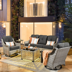XIZZI Outdoor Furniture Patio Furniture Set 5 Piece Patio Conversation Set Black