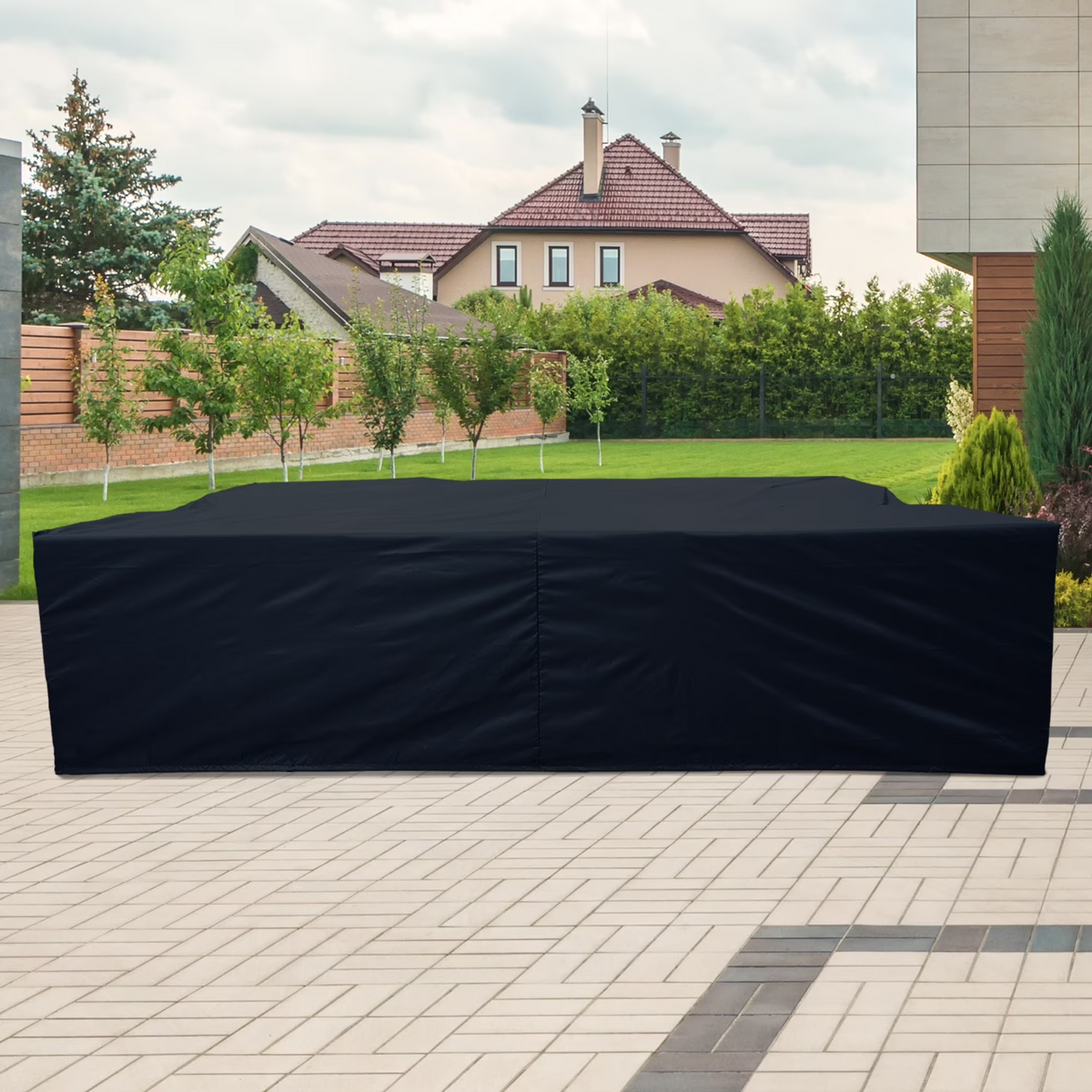 XIZZI Outdoor Patio Sofa Couch Cover Waterproof Furniture Set Chair Seat Loveseat Cover Sectional Couch Sofa Cover Large Rectangular Black Cover 110"Lx84"Wx28"H