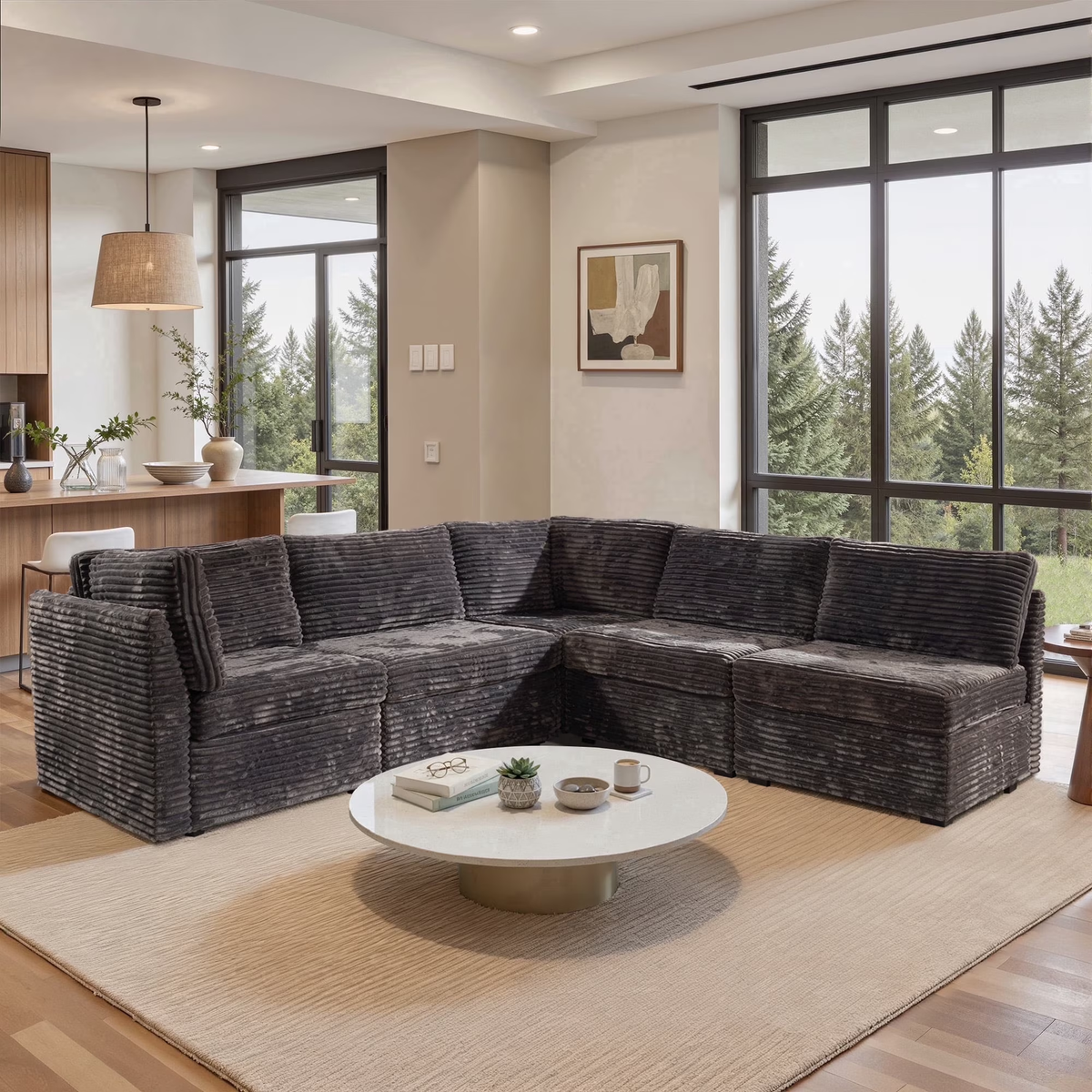 XIZZI 95.67" Modular Sectional Sofa,Oversized Cloud Couch 5 Seat,Gray