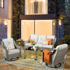 XIZZI Outdoor Furniture Patio Furniture Set 5 Piece Patio Conversation Set Gray
