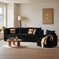 XIZZI 95" Modular Sectional Sofa,Oversized Cloud Couch with Deep Seat,Modern Sectional Couches 4 Seat,Black