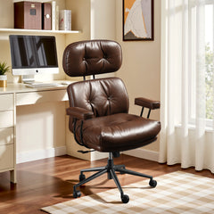 XIZZI Executive Office Chair, Oversized Computer Desk Chair with High Back, Ergonomic Elegant Design, Multi-Layer Memory Foam Cushion, Dark Brown (PU Leather)