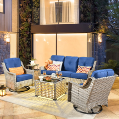 XIZZI Outdoor Furniture Patio Furniture Set 5 Piece Patio Conversation Set Blue