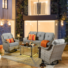 XIZZI Outdoor Furniture Patio Furniture Set 5 Piece Patio Conversation Set Dark gary
