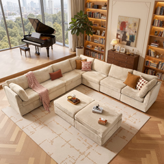 XIZZI 127.5" Modular Sectional Sofa,Oversized Cloud Couch with Deep Seat,U-Shaped Modern Sectional Couches6 Seat,Beige