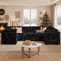 XIZZI 127.5" Modular Sectional Sofa,Oversized Cloud Couch with Deep Seat,U-Shaped Modern Sectional Couches for Living Room,6 Seat,Black