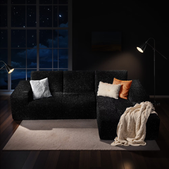 XIZZI Modular Sectional SofaRight Chaise, Black - Shimmer Fabric