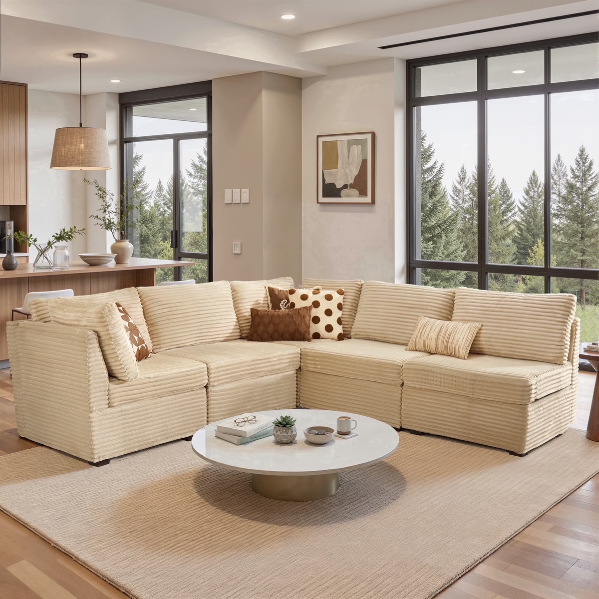 XIZZI 95.67" Modular Sectional Sofa,Oversized Cloud Couch 5 Seat,Beige