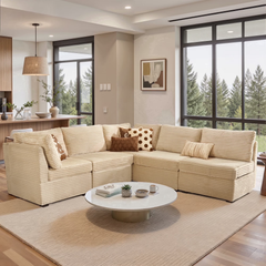 XIZZI 95.67" Modular Sectional Sofa,Oversized Cloud Couch 5 Seat,Beige