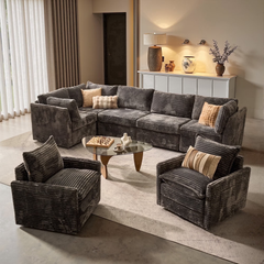 XIZZI 127.5" Modular Sectional Sofa,Oversized Cloud Couch with Deep Seat,Modern Sectional Couches 7 Seat,Gray