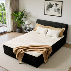 XIZZI Queen Size Cloud Bed,2-in-1 Beds Integrated Bed Frame with Mattress, Luxurious Chenille Fabric, Noise-Free Mattress for Deep Sleep, No Assembly Black