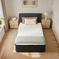 XIZZI Twin Size Cloud Bed Frame with Mattress, 2-in-1 Bed in a Box, Compressed Boneless Bed Frame with Headboard and Noise-Free Mattress for Small Spaces Guest Room,No Assembly Gray