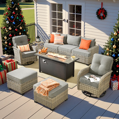 XIZZI Wicker Patio Furniture 9 Pieces Rattan Outdoor Conversation Set Dark Gray