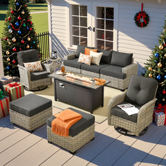 XIZZI Wicker Patio Furniture 9 Pieces Rattan Outdoor Conversation Set Black