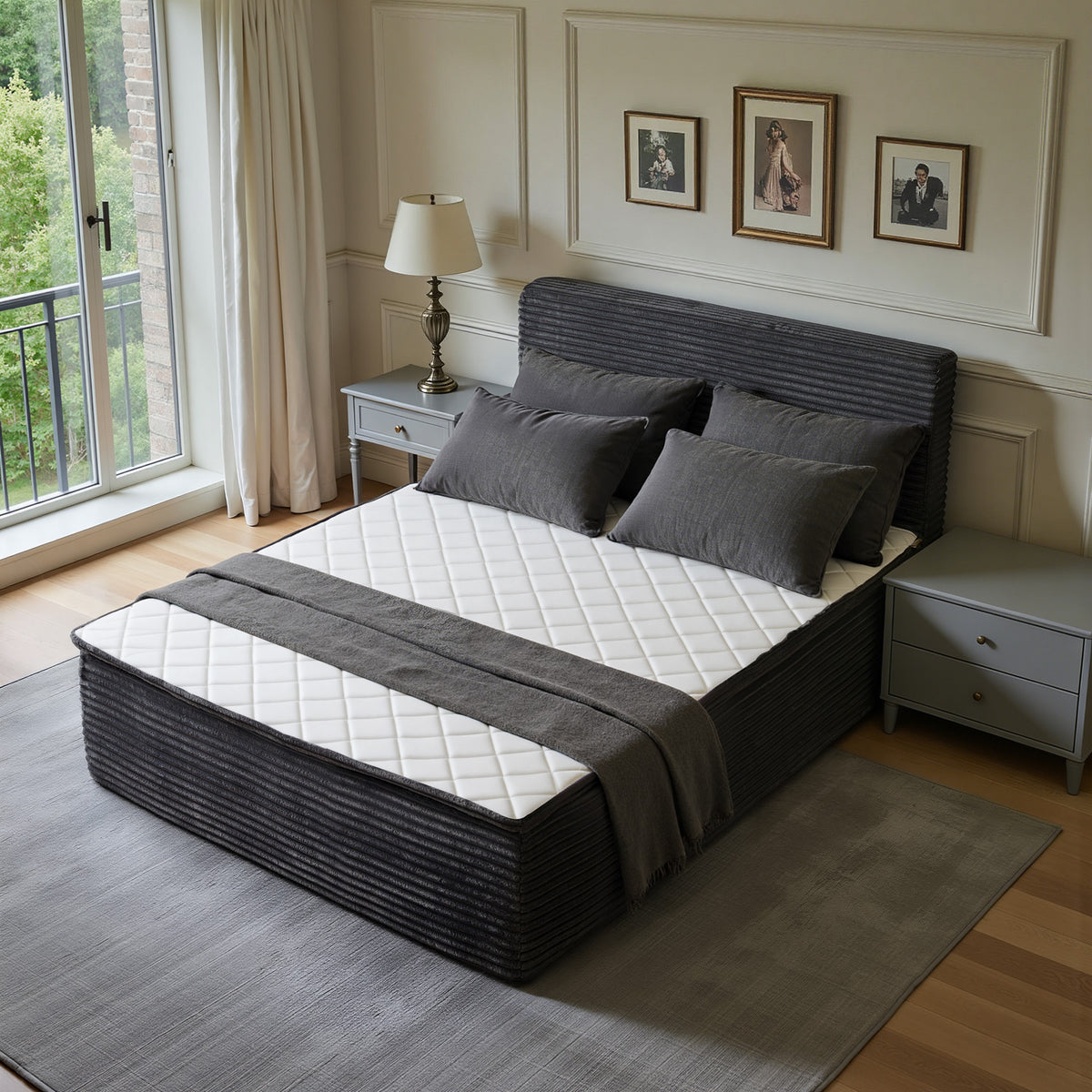 XIZZI Full Size Cloud Bed,2-in-1 Bed Integrated Bed Frame and Mattress Gray