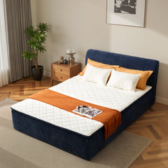 XIZZI Full Size Cloud Bed,2-in-1 Beds Integrated Bed Frame with Mattress, Luxurious Chenille Fabric, Noise-Free Mattress for Deep Sleep, No Assembly Navy