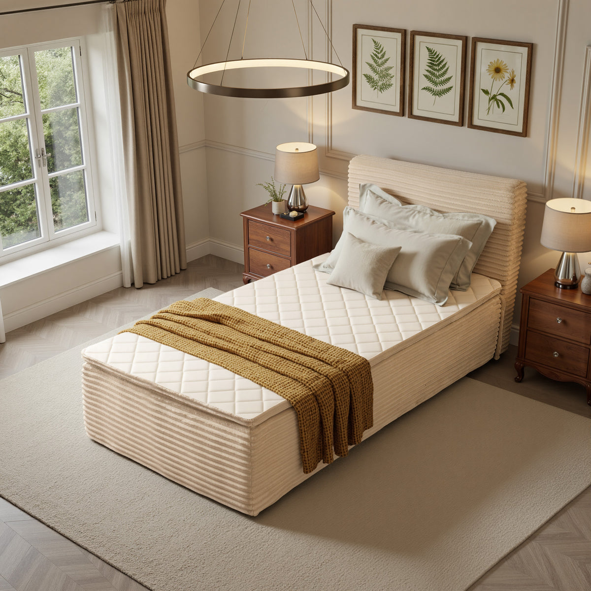 XIZZI Twin Size Cloud bed,2-in-1 Bed Integrated Bed Frame and Mattress Beige