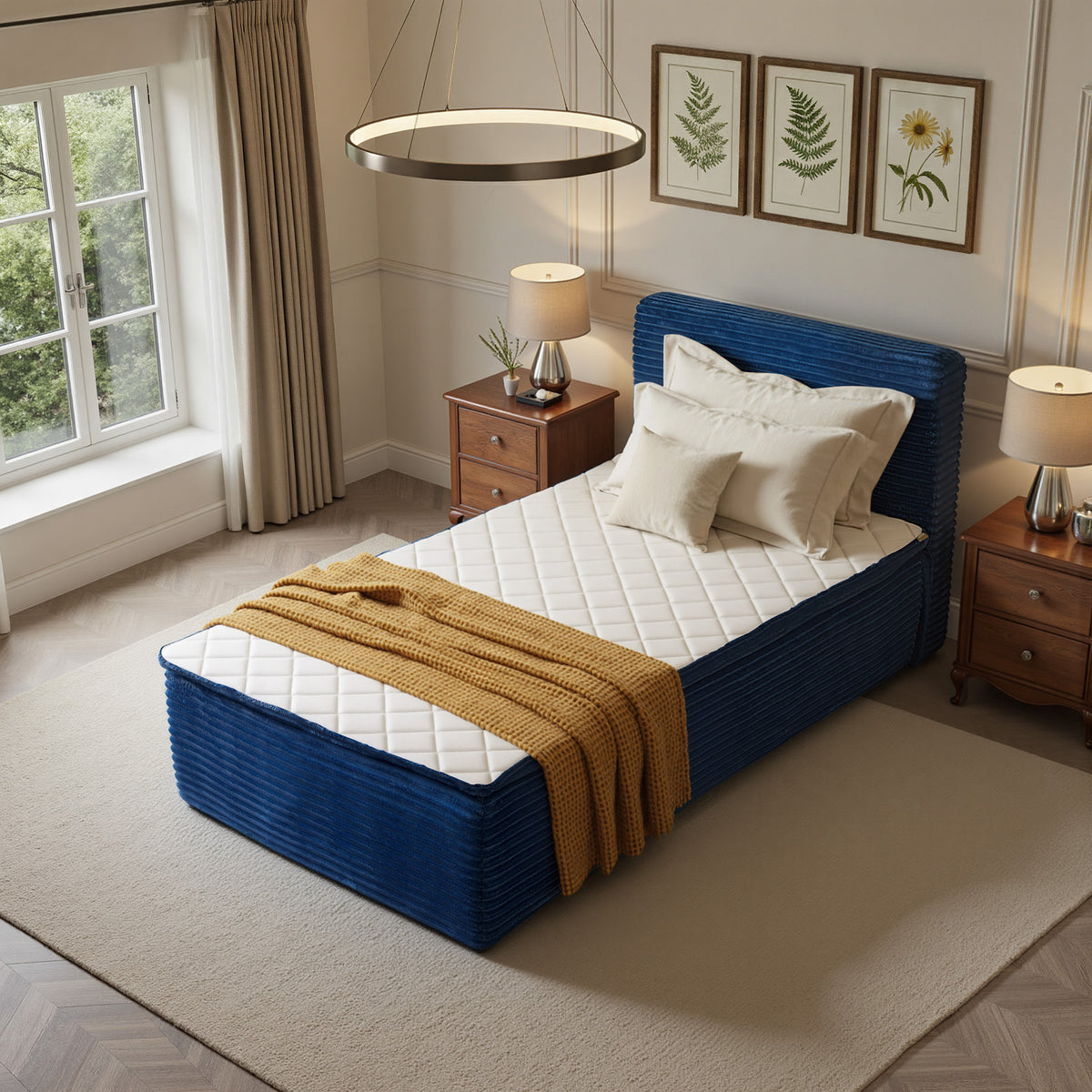 XIZZI Twin Size Cloud bed,2-in-1 Bed Integrated Bed Frame and Mattress Blue