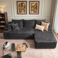 XIZZI 96" Modular Sectional Sofa Couch, L-Shaped Boneless Couches with Plush Corduroy, Modern Cloud Sofa for Living Room Apartment, No Assembly, Right Chaise(Gray)