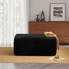 XIZZI Extra Large Ottoman Footrest, Oversized Footstool with Plush & Corduroy Fabrics, Big Size Foot Stool with High-Density Foam, Extra Seating for Living Room Bedroom,No Assembly-Black