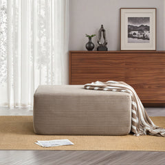 XIZZI Extra Large Ottoman Footrest, Oversized Footstool with Plush & Corduroy Fabrics, Big Size Foot Stool with High-Density Foam, Extra Seating for Living Room Bedroom,No Assembly-Camel