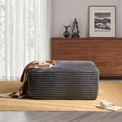 XIZZI Extra Large Ottoman Footrest, Oversized Footstool with Plush & Corduroy Fabrics, Big Size Foot Stool with High-Density Foam, Extra Seating for Living Room Bedroom,No Assembly-Gray