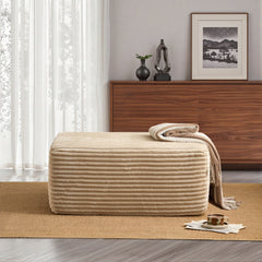 XIZZI Extra Large Ottoman Footrest, Oversized Footstool with Plush & Corduroy Fabrics, Big Size Foot Stool with High-Density Foam, Extra Seating for Living Room Bedroom,No Assembly-Beige