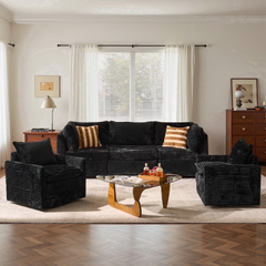XIZZI 95" Modular Sectional Sofa,Oversized Cloud Couch with Deep Seat,Modern Sectional Couches 5 Seat,Black