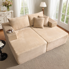 XIZZI Oversized Chaise Lounge Chiar Indoor, Double Cloud Sleeper Sofa for Living Room Bedroom, Beig
