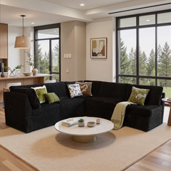 XIZZI 95.67" Modular Sectional Sofa,Oversized Cloud Couch with Deep Seat 5 Seat,Black