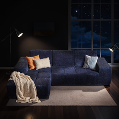 XIZZI Modular Sectional Sofa, Left Chaise, Blue - Shimmer Fabric